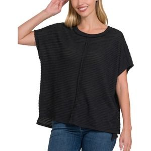 Zenana / New DOLMAN SHORT SLEEVE JACQUARD SWEATER